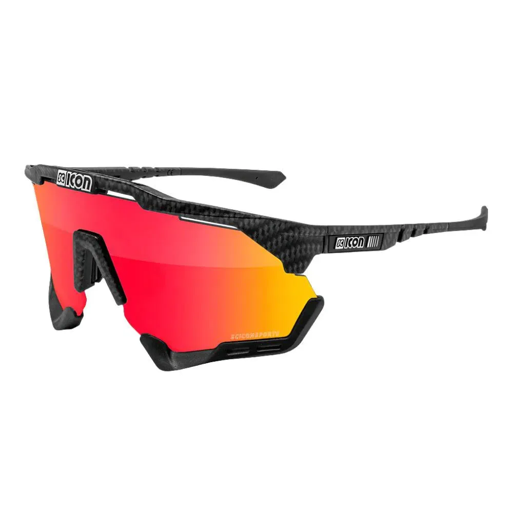 SCICON AEROSHADE XL CARBON MATT Sunglasses - MULTIMIRROR RED LENSES