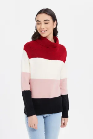 Senior Girls Assorted Striped High neck Pullover