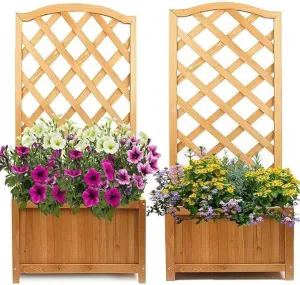 SG Traders Rectangular Wooden Planter With Lattice