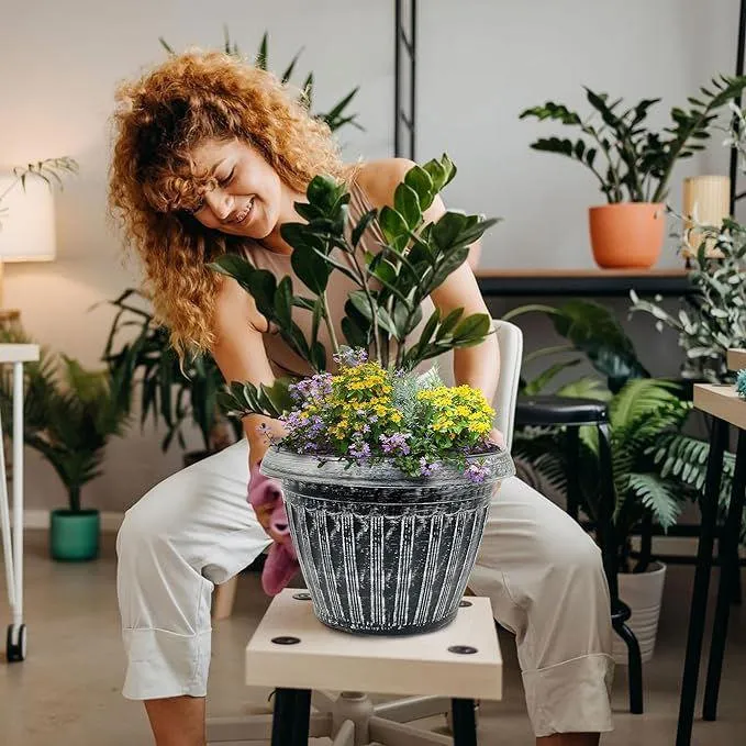 SG Traders Round Rippled Outdoor Garden Planters