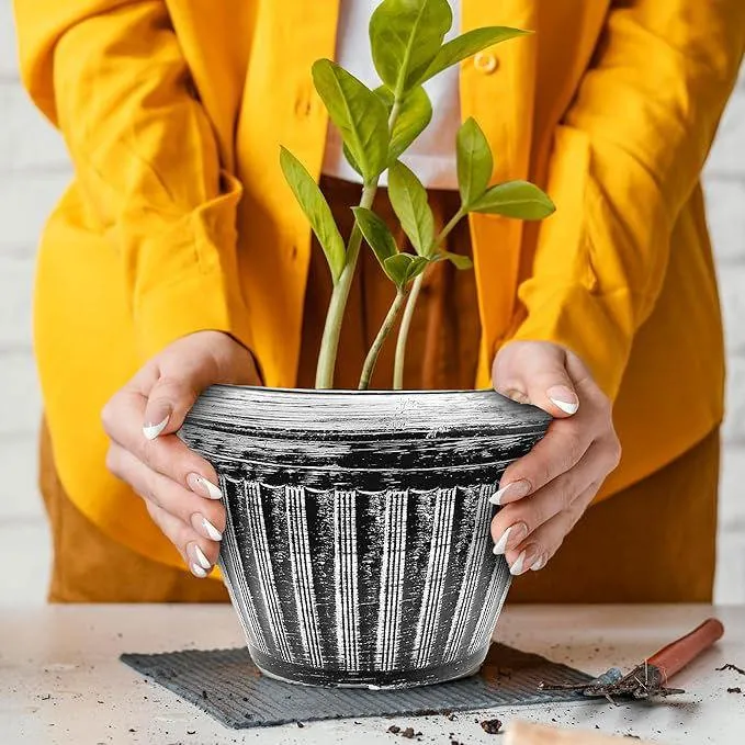 SG Traders Round Rippled Outdoor Garden Planters