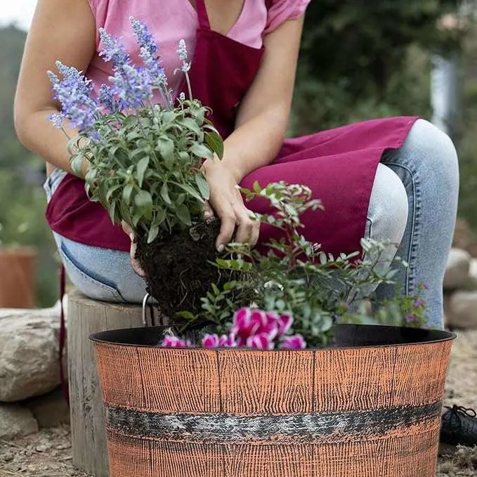 SG Traders™ Whisky Barrel Brown Garden Planter