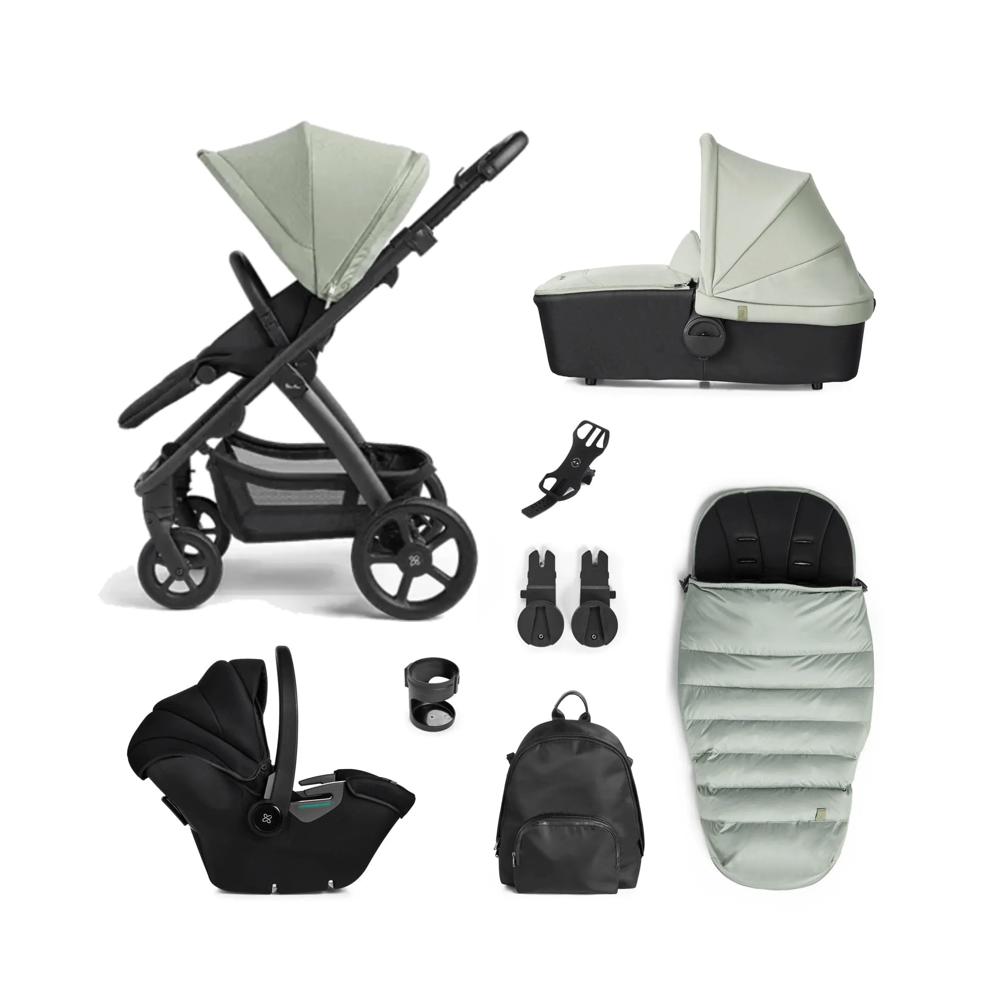 Silver Cross Tide, Dream i-Size Essential Travel System - Sage (Black Chassis)