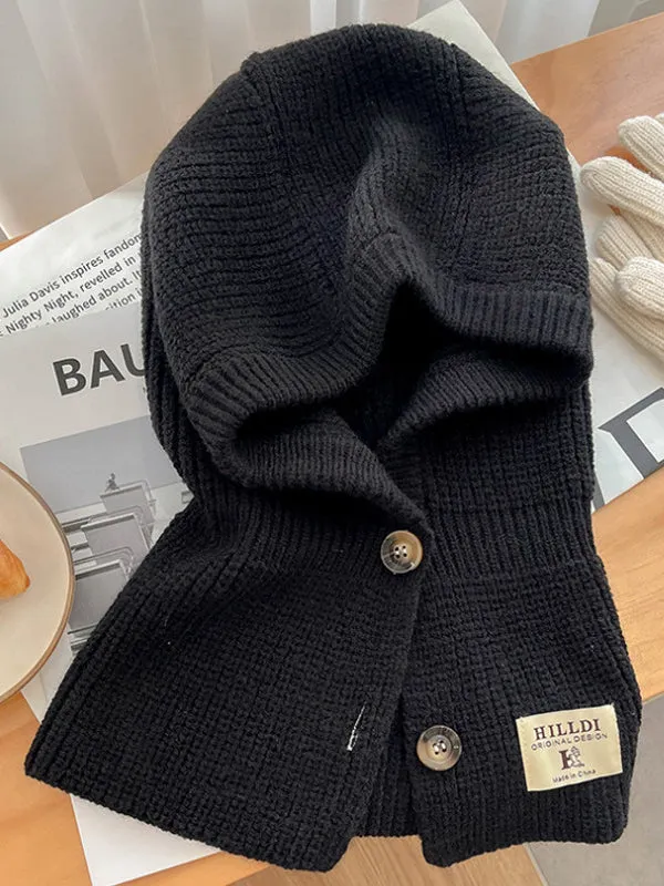 Simple Buttoned Keep Warm Solid Color Hats&Caps