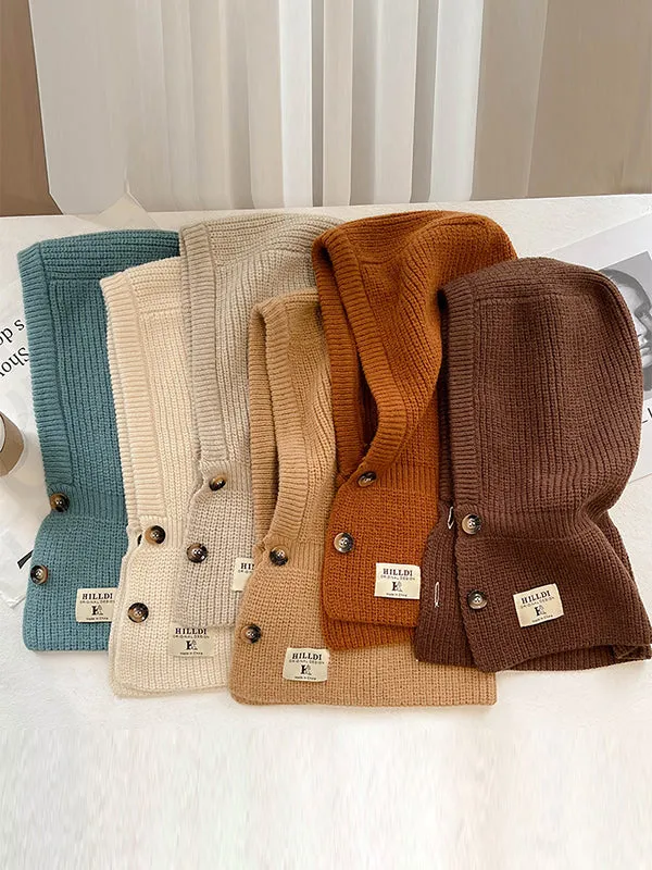 Simple Buttoned Keep Warm Solid Color Hats&Caps