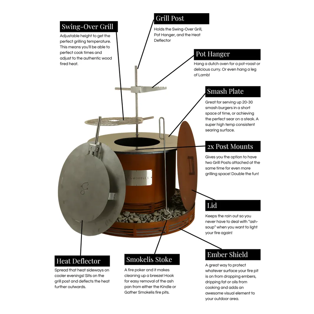 Smokelis Gather - Corten Stainless Smokeless Fire Pit